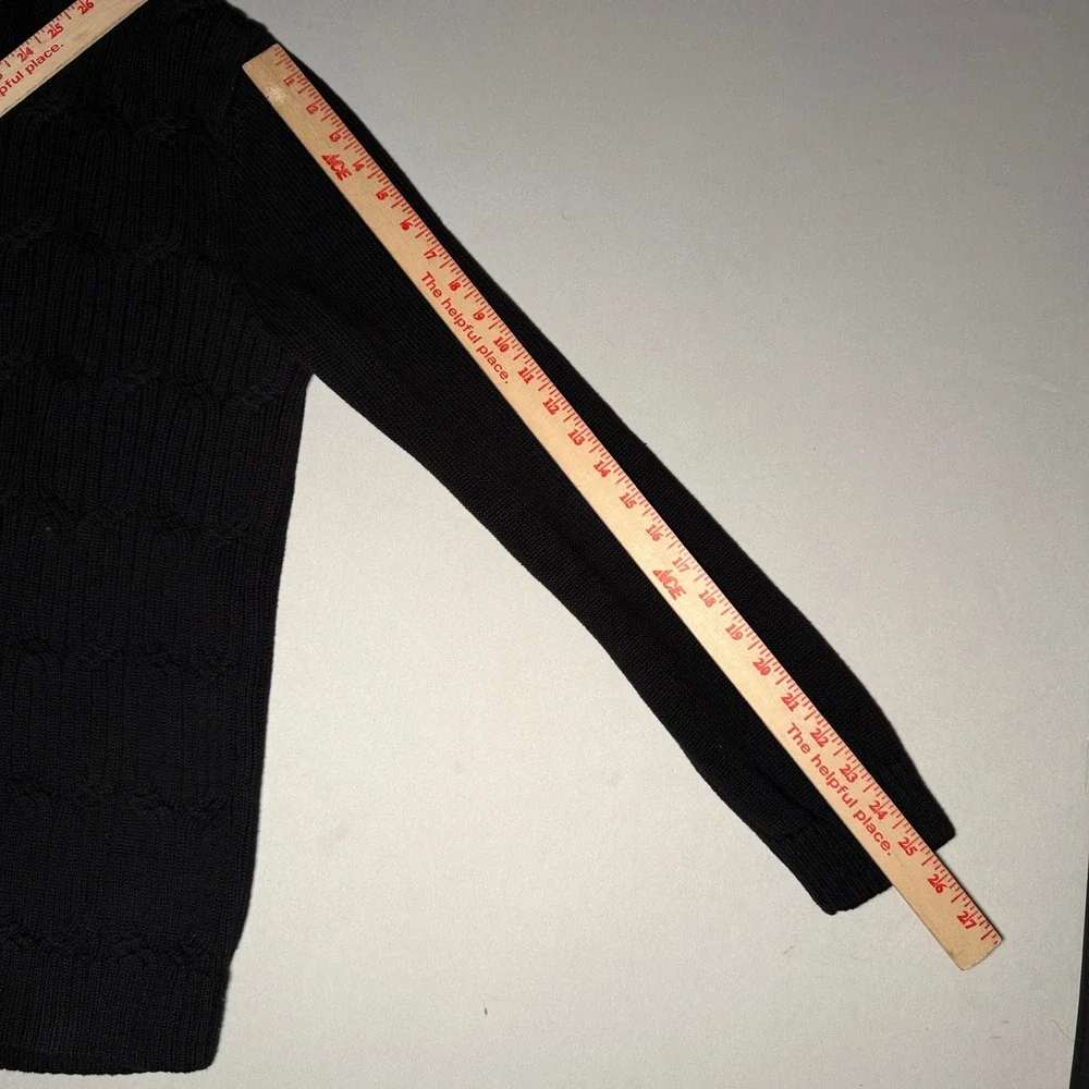 Tasso Elba Turtleneck Sweater Mens Small Black Cotton Cable Knit Quiet Luxury